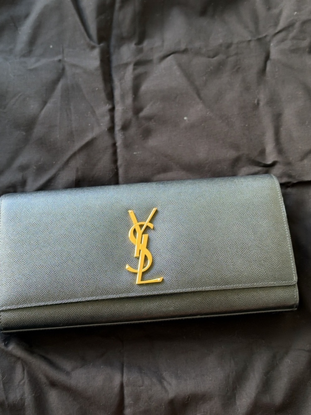 Saint Laurent Black Leather Wallet with Gold YSL Logo